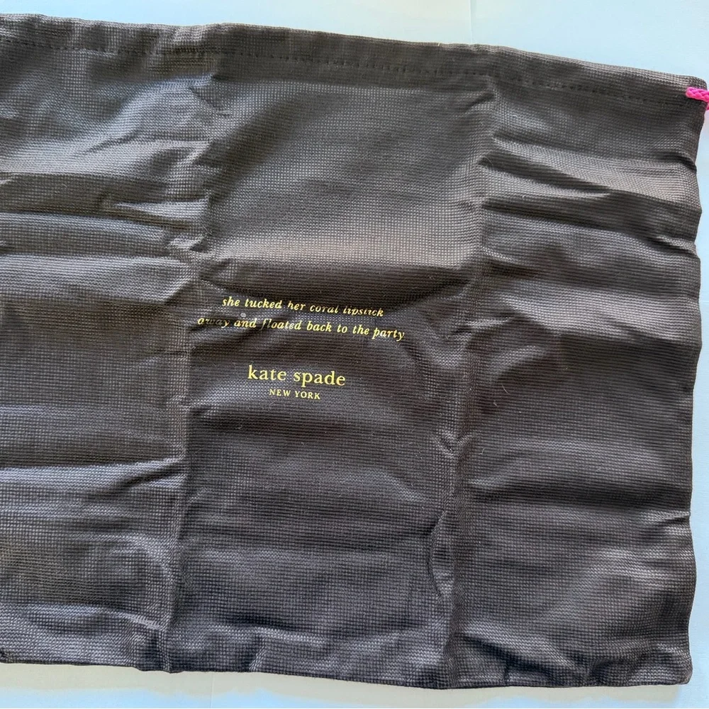 NEW AUTHENTIC KATE SPADE NEW YORK DUST BAG COVER BROWN PINK DRAWSTRING 13” X 11”